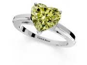 Solitaire Engagement Ring Setting for Fancy Yellow Heart-Shaped Center with Flat-Sided Plain Band and Prong Head in Sterling Silver