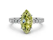 Solitaire Engagement Ring Setting for Fancy Yellow Marquise Center with Single Row Accent Band and Prong Head in Sterling Silver