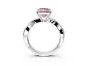 Crossover Engagement Ring Setting for Fancy Pink Princess Cut Center with Pave and Plain Strands and Prong Head in Platinum