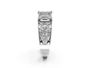Pave Engagement Ring Setting for Emerald Cut Center with Curved Accent Rows, Openwork and Prong Head in Platinum