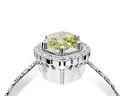 Halo Engagement Ring Setting for Fancy Yellow Marquise Center with Inner Milgrain Border and Prong Head in Sterling Silver