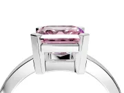 Solitaire Engagement Ring Setting for Fancy Pink Asscher Cut Center with Plain Band and Flat Tab Prong Head in White Gold