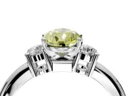 3 Stone Engagement Ring Setting for Fancy Yellow Pear-Shaped Center with Wide Plain Band and Prong Head in Platinum