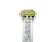 Solitaire Engagement Ring Setting for Fancy Yellow Cushion Cut Center with Princess Cut Channel Band and Prong Head in Platinum