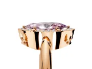 Halo Engagement Ring Setting for Fancy Pink Marquise Center with Tapered Plain Band and Prong Head in Rose Gold
