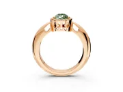 Halo Engagement Ring Setting for Fancy Green Pear-Shaped Center with Tapered Plain Band and Prong Head in Rose Gold