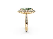 Floral Halo Engagement Ring Setting for Fancy Green Marquise Center with Pave Accents and Prong Head in Yellow Gold
