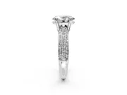 Solitaire Engagement Ring Setting for Oval Center with Multi-Row Pave Accents and Basket Head in Platinum