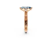 Solitaire Engagement Ring Setting for Fancy Blue Marquise Center with Milgrain X Pattern Band and Prong Head in Rose Gold