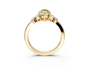 Solitaire Engagement Ring Setting for Fancy Yellow Marquise Center with Marquise Flower Shoulders and Prong Head in Yellow Gold