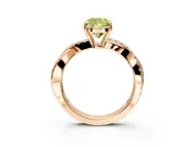 Crossover Engagement Ring Setting for Fancy Yellow Cushion Cut Center with Pave and Plain Strands and Prong Head in Rose Gold