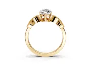 Leaf Engagement Ring Setting for Marquise Center with Milgrain Accent Band and Prong Head in Yellow Gold
