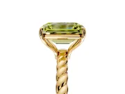Solitaire Engagement Ring Setting for Fancy Yellow Emerald Cut Center with Plain Twisted Rope Band and Prong Head in Yellow Gold