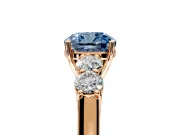 5 Stone Engagement Ring Setting for Fancy Blue Cushion Cut Center with Equal Close-Set Accents and Prong Head in Rose Gold