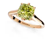 Solitaire Engagement Ring Setting for Fancy Yellow Cushion Cut Center with Cathedral Band and Prong Head in Rose Gold