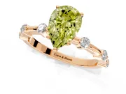 Solitaire Engagement Ring Setting for Fancy Yellow Pear-Shaped Center with Bezel Station Band and Prong Head in Rose Gold