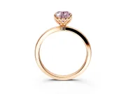 Solitaire Engagement Ring Setting for Fancy Pink Oval Center with Thin Rounded Plain Band and Prong Head in Rose Gold