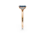 Solitaire Engagement Ring Setting for Fancy Blue Emerald Cut Center with Straight Thin Band and Prong Head in Rose Gold