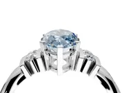 Solitaire Engagement Ring Setting for Fancy Blue Marquise Center with Grooved Bar Accent Band and Prong Head in Platinum