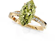 Side Accent Engagement Ring Setting for Fancy Yellow Marquise Center with Accent Shoulders and Prong Head in Yellow Gold