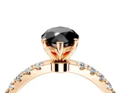 Open Basket Engagement Ring Setting for Fancy Black Marquise Center with Pave Band and Prong Head in Rose Gold