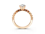 Solitaire Engagement Ring Setting for Pear-Shaped Center with Bezel-Dot Beaded Band and Prong Head in Rose Gold