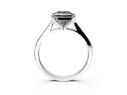 Solitaire Engagement Ring Setting for Fancy Green Princess Cut Center with Tapered Shoulders and Prong Head in Platinum