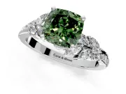Solitaire Engagement Ring Setting for Fancy Green Cushion Cut Center with Marquise Accent Twist Band and Prong Head in Sterling Silver