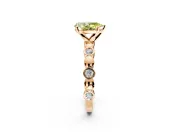 Solitaire Engagement Ring Setting for Fancy Yellow Pear-Shaped Center with Beaded Bezel Station Band and Prong Head in Rose Gold