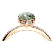 Solitaire Engagement Ring Setting for Fancy Green Marquise Center with Fine Pave Band and Prong Head in Rose Gold