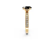 Milgrain Pave Engagement Ring Setting for Fancy Black Oval Center with Accent Band and Prong Head in Yellow Gold