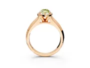 Halo Engagement Ring Setting for Fancy Yellow Marquise Center with Knife Ridge Cathedral Band and Prong Head in Rose Gold