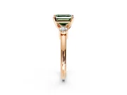 3 Stone Engagement Ring Setting for Fancy Green Asscher Cut Center with Wide Plain Band and Prong Head in Rose Gold