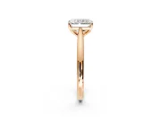 Solitaire Engagement Ring Setting for Radiant Cut Center with Narrow Cathedral Band and Prong Head in Rose Gold