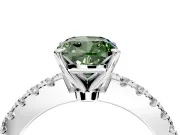 Solitaire Engagement Ring Setting for Fancy Green Cushion Cut Center with Single Row Accent Band and Prong Head in Sterling Silver