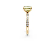 Solitaire Engagement Ring Setting for Fancy Yellow Princess Cut Center with Pave Accents and Prong Head in Yellow Gold