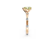 Solitaire Engagement Ring Setting for Fancy Yellow Pear-Shaped Center with Bezel Station Band and Prong Head in Rose Gold