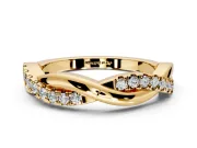Round Cut Lab-Grown Diamond Twisted Infinity Wedding Band with Spaced Prong Setting in Yellow Gold