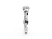 Crossover Engagement Ring Setting for Cushion Cut Center with Pave and Plain Strands and Prong Head in Platinum
