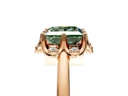 Floral Frame Engagement Ring Setting for Fancy Green Princess Cut Center with Accent Clusters and Prong Head in Rose Gold
