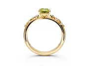 Cluster Engagement Ring Setting for Fancy Yellow Emerald Cut Center with Round Cut Accent Band and Prong Head in Yellow Gold