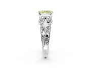 Solitaire Engagement Ring Setting for Fancy Yellow Radiant Cut Center with Filigree Accent Basket and Prong Head in Platinum
