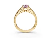 Split Shank Engagement Ring Setting for Fancy Pink Oval Center with Pave Split Shank and Prong Head in Yellow Gold
