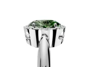 Halo Engagement Ring Setting for Fancy Green Oval Center with Tapered Plain Band and Prong Head in Platinum