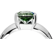 Tension Engagement Ring Setting for Fancy Green Radiant Cut Center with Wide Flat Band and Tension Head in Sterling Silver