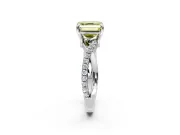 Solitaire Engagement Ring Setting for Fancy Yellow Asscher Cut Center with Half-Pave Crossover Band and Prong Head in Platinum