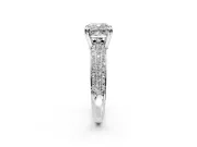 Solitaire Engagement Ring Setting for Cushion Cut Center with Multi-Row Pave Accents and Basket Head in Platinum