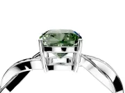 Solitaire Engagement Ring Setting for Fancy Green Cushion Cut Center with Twisted Pave Band and Prong Head in Platinum