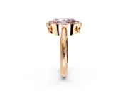 Halo Engagement Ring Setting for Fancy Pink Marquise Center with Tapered Plain Band and Prong Head in Rose Gold