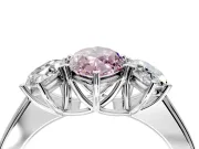 3 Stone Engagement Ring Setting for Fancy Pink Marquise Center with Raised Basket Heads and Prong Head in Sterling Silver